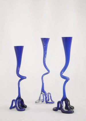 Twisted handblow glass vases from Italy, 1960's