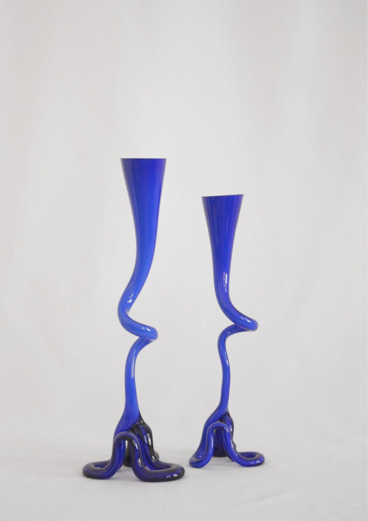 Twisted handblow glass vases from Italy, 1960&#39;s