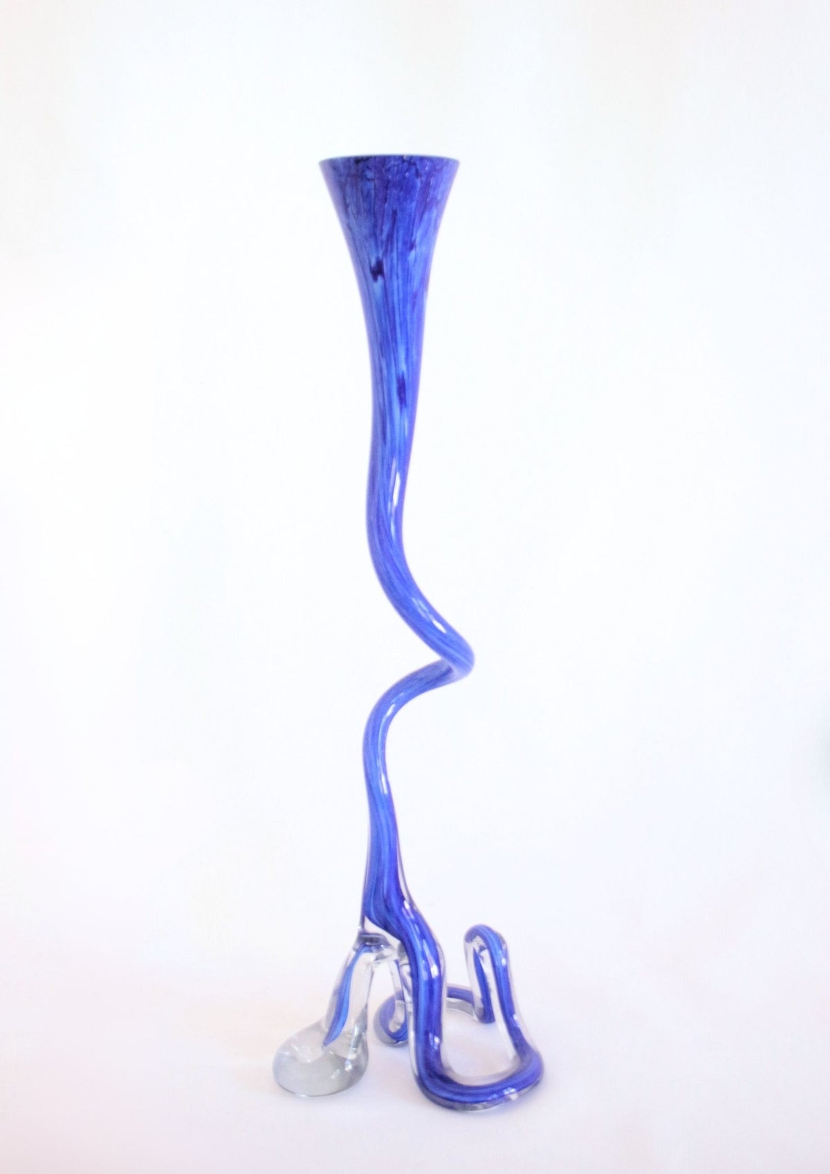Twisted handblow glass vases from Italy, 1960&#39;s