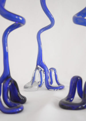 Twisted handblow glass vases from Italy, 1960's